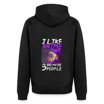 Manga Comic Senpai Girl - Unisex Premium Organic Zip Hoodie - black - Back - Nico (187cm)