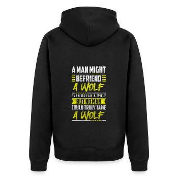 Wolves Strength - Unisex Premium Organic Zip Hoodie - black - Back - Nico (187cm)