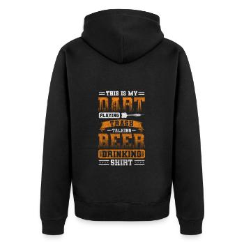 Darts Disc Aiming Men's Sports - Unisex Premium Organic Zip Hoodie - black - Back - Nico (187cm)