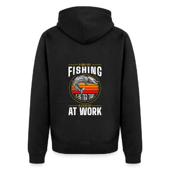 Fishing Fishing Pike Hobby - Unisex Premium Organic Zip Hoodie - black - Back - Nico (187cm)