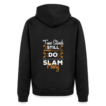 Poetry Slam Poem Literature Copywriter - Unisex Premium Organic Zip Hoodie - black - Back - Nico (187cm)