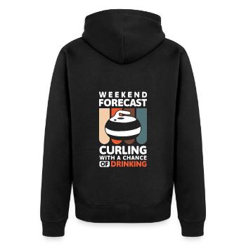 Curling Eiskalt Wischen - Unisex Premium Bio Zip Hoodie - Schwarz - Hinten - Nico (187cm)