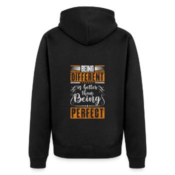 Einzigartig Menschen Flagge Style - Unisex Premium Bio Zip Hoodie - Schwarz - Hinten - Nico (187cm)