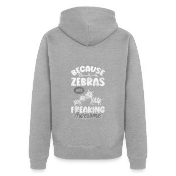 Zebrastreifen Natur Safari Prärie - Unisex Premium Bio Zip Hoodie - Grau meliert - Hinten - Nico (187cm)