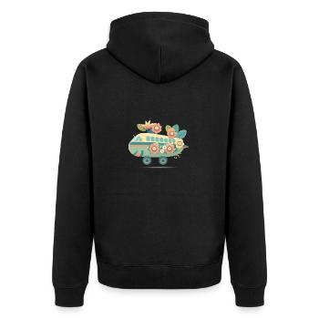 Dépliant Bonne humeur 1 - Veste à capuche bio Premium Unisexe - noir - Dos - Nico (187cm)