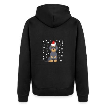 Teckel avec chapeau de Père Noël comme Père Noël - Veste à capuche bio Premium Unisexe - noir - Dos - Nico (187cm)
