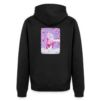 Einhorn BlütenBad - Sonja Ariel von Staden - Unisex Premium Bio Zip Hoodie - Schwarz - Hinten - Nico (187cm)