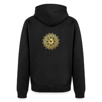 Golden geometric lace pattern - Unisex Premium Organic Zip Hoodie - black - Back - Nico (187cm)