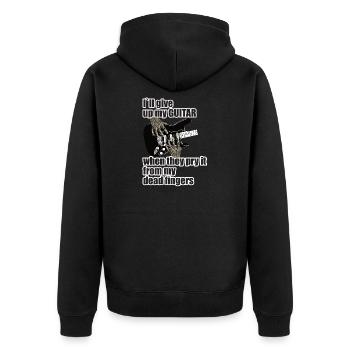 I´ll give up my guitar ..... - Unisex Premium Bio Zip Hoodie - Schwarz - Hinten - Nico (187cm)