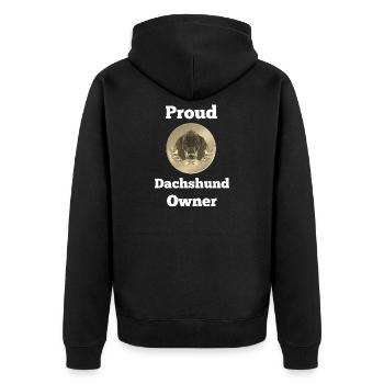 Rauhaardackel, Proud Dachshund Owner, Zwergdackel - Unisex Premium Bio Zip Hoodie - Schwarz - Hinten - Nico (187cm)