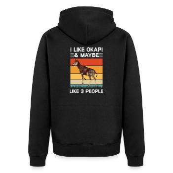 I like Okapi - Unisex Premium Organic Zip Hoodie - black - Back - Nico (187cm)