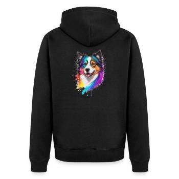 Collie - Unisex Premium Bio Zip Hoodie - Schwarz - Hinten - Nico (187cm)