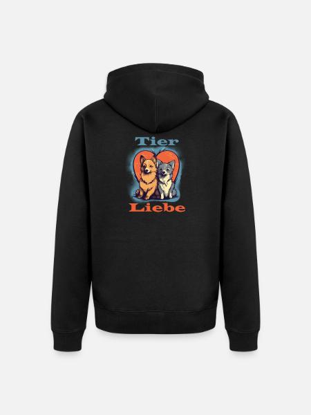 Tier Liebe - Unisex Premium Bio Zip Hoodie - Schwarz