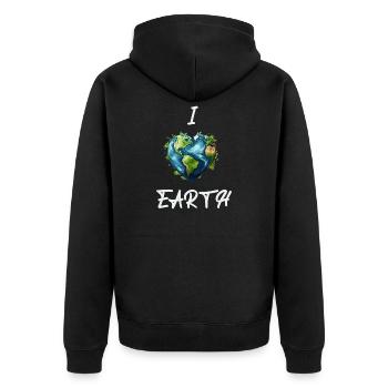 I Love Earth Light - Unisex Premium Organic Zip Hoodie - black - Back - Nico (187cm)