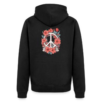 Signe de paix avec des fleurs - Veste à capuche bio Premium Unisexe - noir - Dos - Nico (187cm)