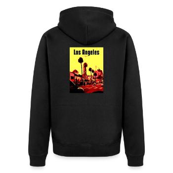 Scène de rue PopArt de Los Angeles - Veste à capuche bio Premium Unisexe - noir - Dos - Nico (187cm)