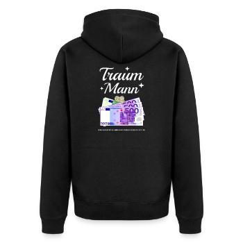 Traum Mann - Unisex Premium Bio Zip Hoodie - Schwarz - Hinten - Nico (187cm)