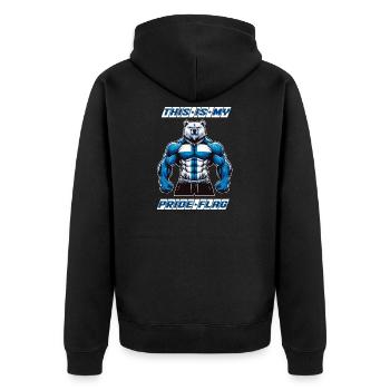 Das ist meine stolze Flagge Finnland Bär - Unisex Premium Bio Zip Hoodie - Schwarz - Hinten - Nico (187cm)