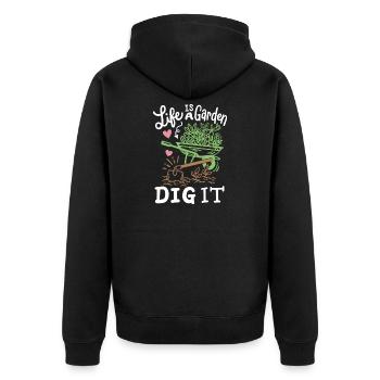 Gartenarbeit Garten Gärtner - Unisex Premium Bio Zip Hoodie - Schwarz - Hinten - Nico (187cm)
