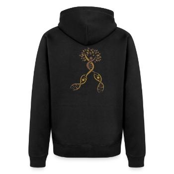 Der DNA-Baum: Die Genealogie der Natur - Unisex Premium Bio Zip Hoodie - Schwarz - Hinten - Nico (187cm)
