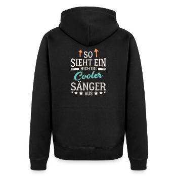 So sieht ein richtig cooler Sänger aus - Unisex Premium Bio Zip Hoodie - Schwarz - Hinten - Nico (187cm)