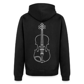 Geige Skizze - Unisex Premium Bio Zip Hoodie - Schwarz - Hinten - Nico (187cm)