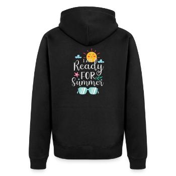 Ich bin bereit für den Sommer - Unisex Premium Bio Zip Hoodie - Schwarz - Hinten - Nico (187cm)