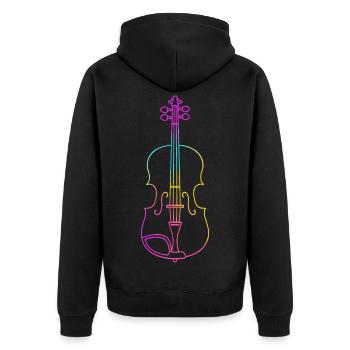 Violine Strichzeichnung - Unisex Premium Bio Zip Hoodie - Schwarz - Hinten - Nico (187cm)