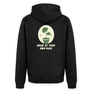 Everyone grows at their own pace - Unisex Premium Organic Zip Hoodie - black - Back - Nico (187cm)