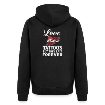 L’amour fait mal – Tatouage Lifestyle Dicton - Veste à capuche bio Premium Unisexe - noir - Dos - Nico (187cm)
