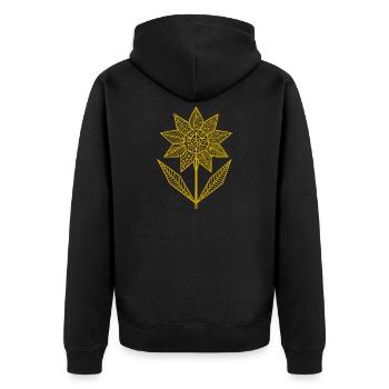 Geometrische Mandala Blumenillustration - Unisex Premium Bio Zip Hoodie - Schwarz - Hinten - Nico (187cm)