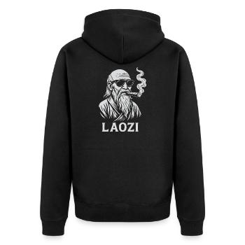 Laozi avec lunettes de soleil et motif de cigare - Veste à capuche bio Premium Unisexe - noir - Dos - Nico (187cm)