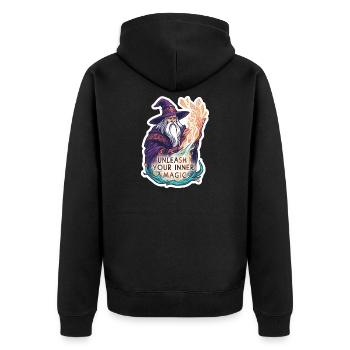 Vieux magicien sorcier - Libérez votre magie intérieure - Veste à capuche bio Premium Unisexe - noir - Dos - Nico (187cm)