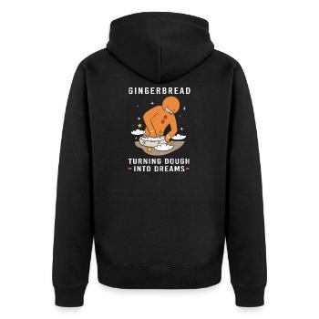 Lebkuchen Weihnachten Lebkuchenmann Gingerbread - Unisex Premium Bio Zip Hoodie - Schwarz - Hinten - Nico (187cm)