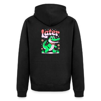 See You Later Aligator - Alligator Retro-Design - Unisex Premium Bio Zip Hoodie - Schwarz - Hinten - Nico (187cm)