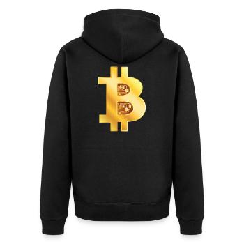 Bitcoin Or - Veste à capuche bio Premium Unisexe - noir - Dos - Nico (187cm)