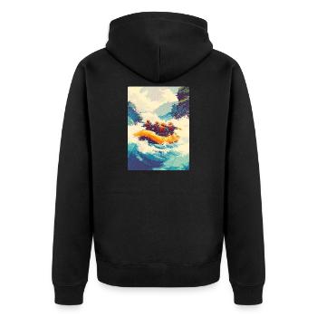 Rafting-Expedition in Wild Rapids - Unisex Premium Bio Zip Hoodie - Schwarz - Hinten - Nico (187cm)