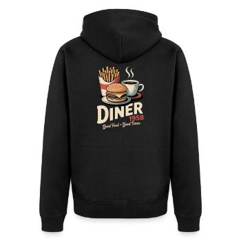 Dinner 1958 - Unisex Premium Organic Zip Hoodie - black - Back - Nico (187cm)