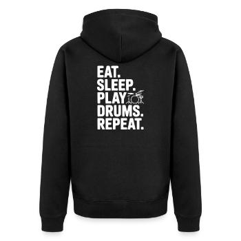 Manger. Dormir. Jouer de la batterie. Répéter. - Veste à capuche bio Premium Unisexe - noir - Dos - Nico (187cm)
