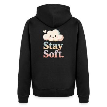 Stay Soft – Vintage Cloud - Unisex Premium Organic Zip Hoodie - black - Back - Nico (187cm)