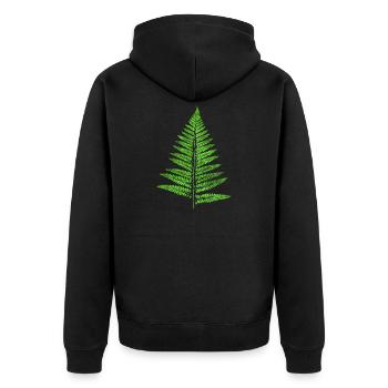 Leaf Fern - Botany Plants - Unisex Premium Organic Zip Hoodie - black - Back - Nico (187cm)