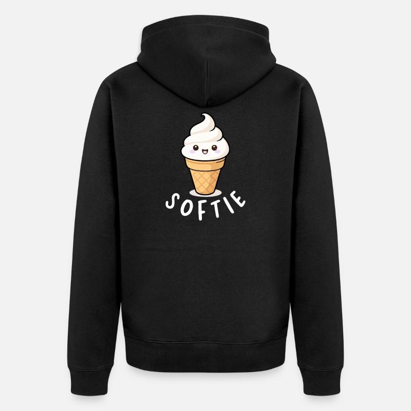 Softie Softeis Liebe Minimal Statement - Unisex Premium Organic Zip Hoodie - black