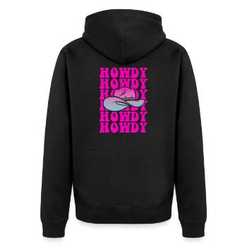 Howdy Pop Hat Farbverlauf - Unisex Premium Bio Zip Hoodie - Schwarz - Hinten - Nico (187cm)