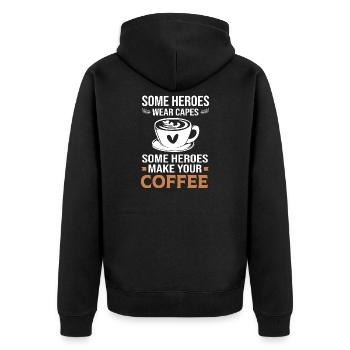 Espresso Kaffee Koffein Barista - Unisex Premium Bio Zip Hoodie - Schwarz - Hinten - Nico (187cm)