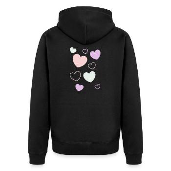 Herz pastell Muster Herzmuster Geschenk Herz  - Unisex Premium Bio Zip Hoodie - Schwarz - Hinten - Nico (187cm)