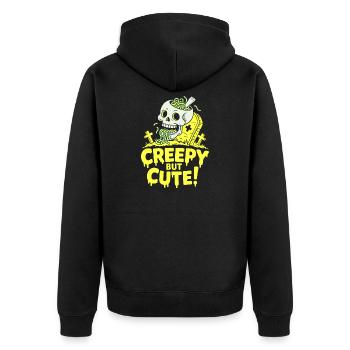 Creepy but Cute Skull Glow - Unisex Premium Organic Zip Hoodie - black - Back - Nico (187cm)
