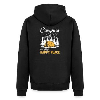 Camping is my happy place - Unisex Premium Organic Zip Hoodie - black - Back - Nico (187cm)