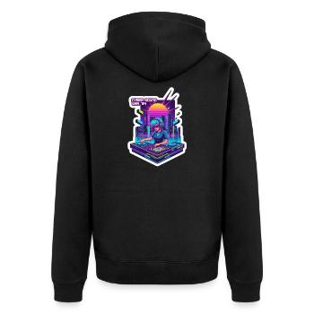 Retro Wave Cyber 90s - Unisex Premium Organic Zip Hoodie - black - Back - Nico (187cm)