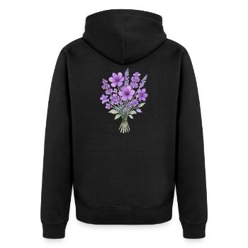 Lavendel Aquarell Bouquet - Unisex Premium Bio Zip Hoodie - Schwarz - Hinten - Nico (187cm)