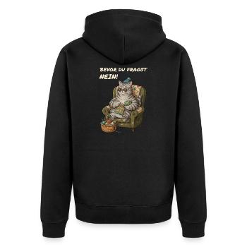 Lustiger Spruch Katze Häkelt - Unisex Premium Bio Zip Hoodie - Schwarz - Hinten - Nico (187cm)